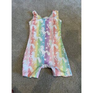 Funnycokid Gymnastics Leotard Girls 8 Unicorn Rainbow Size 130 Sleeveless Casual